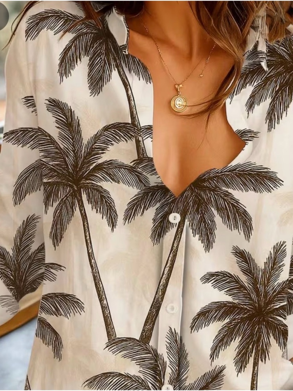 Ladies palm tree summer blouse Size L